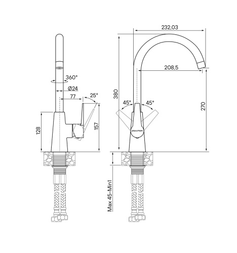 Смеситель для кухни Paulmark HOLSTEIN Ho212065-308 на раковину черный - фото 2